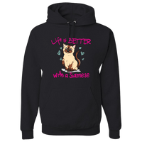 Load image into Gallery viewer, Designs by MyUtopia Shout Out:Life Is Better with a Siamese Pullover Hoodie,Black / S,Pullover Hoodie

