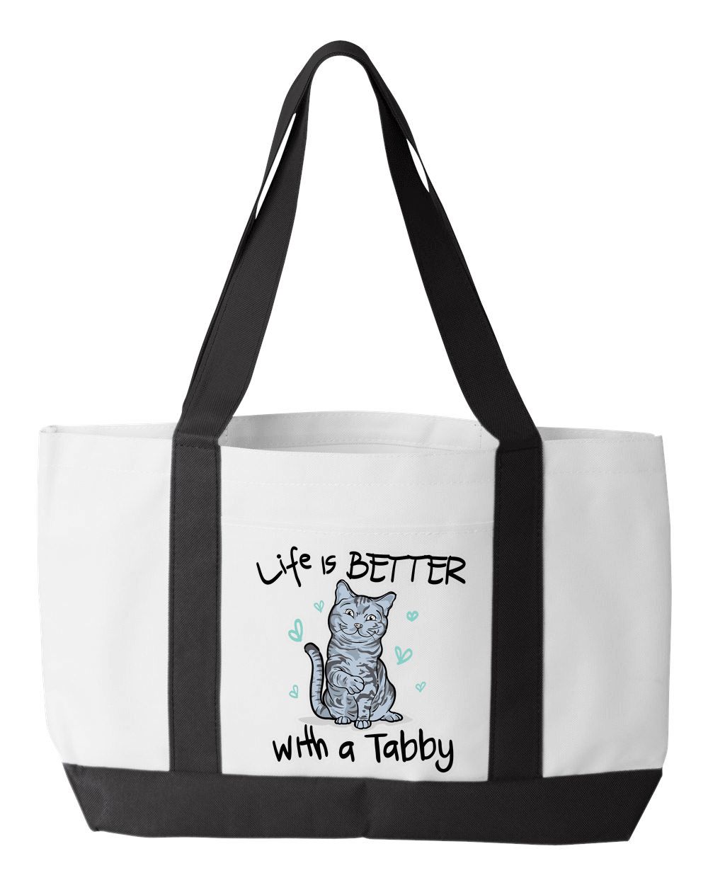 Designs by MyUtopia Shout Out:Life Is Better with a Tabby Canvas Totebag Gym / Beach / Pool Gear Bag,White,Gym Totebag