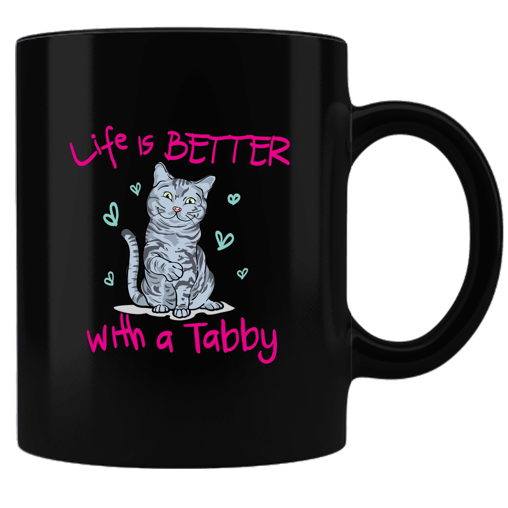 Designs by MyUtopia Shout Out:Life Is Better with a Tabby Ceramic Black Coffee Mug,Default Title,Ceramic Coffee Mug