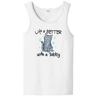 Load image into Gallery viewer, Designs by MyUtopia Shout Out:Life Is Better with a Tabby Ladies Tank Top,White / S,Tank Tops

