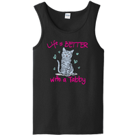 Load image into Gallery viewer, Designs by MyUtopia Shout Out:Life Is Better with a Tabby Ladies Tank Top,Black / S,Tank Tops

