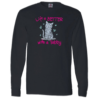 Load image into Gallery viewer, Designs by MyUtopia Shout Out:Life Is Better with a Tabby Long Sleeve T-Shirt,Black / S,Long Sleeve T-Shirts
