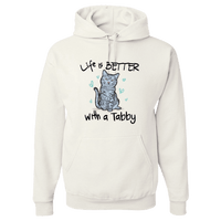 Load image into Gallery viewer, Designs by MyUtopia Shout Out:Life Is Better with a Tabby Pullover Hoodie,White / S,Pullover Hoodie
