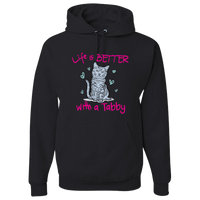 Load image into Gallery viewer, Designs by MyUtopia Shout Out:Life Is Better with a Tabby Pullover Hoodie,Black / S,Pullover Hoodie
