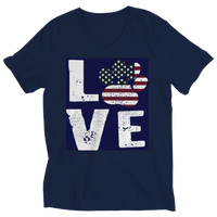 Load image into Gallery viewer, Designs by MyUtopia Shout Out:Limited Edition - Love Dog,Ladies V-Neck / Navy / S,Unisex Shirt
