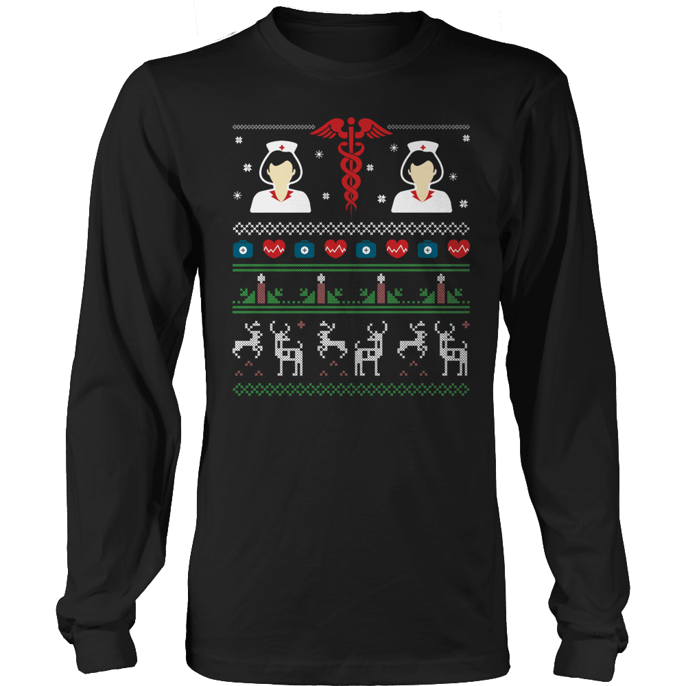Designs by MyUtopia Shout Out:Limited Edition - Nurse Symbol Christmas,Long Sleeve / Black / S,Long Sleeve T-Shirts
