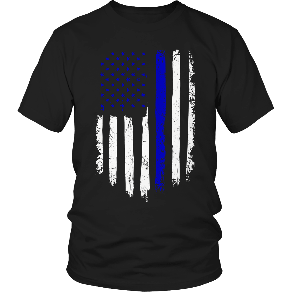 Designs by MyUtopia Shout Out:Limited Edition - Police Flag,Unisex Shirt / Black / S,Adult Unisex T-Shirt