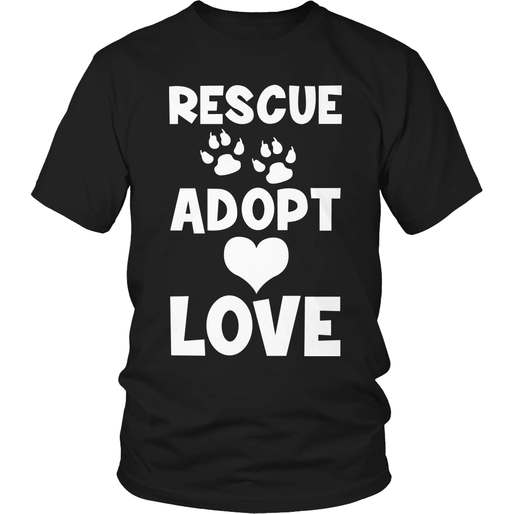 Designs by MyUtopia Shout Out:Limited Edition - Rescue Adopt Love,Unisex Shirt / Black / S,Adult Unisex T-Shirt