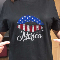 Load image into Gallery viewer, Designs by MyUtopia Shout Out:Lips &#39;Merica Adult Unisex T-Shirt
