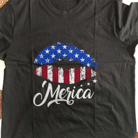 Load image into Gallery viewer, Designs by MyUtopia Shout Out:Lips &#39;Merica Adult Unisex T-Shirt
