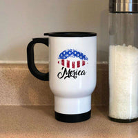 Load image into Gallery viewer, Designs by MyUtopia Shout Out:Lips &#39;Merica Stainless Steel Travel Coffee Mug w. Twist Close Lid

