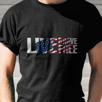 Load image into Gallery viewer, Designs by MyUtopia Shout Out:Live Brave Live Free Adult Unisex Black T-Shirt
