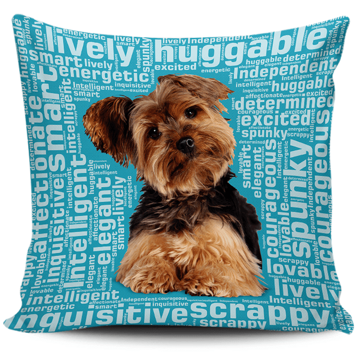Designs by MyUtopia Shout Out:Lively Yorkie Word Cloud Pillowcases,Blue,Pillowcases