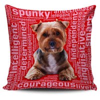 Load image into Gallery viewer, Designs by MyUtopia Shout Out:Lively Yorkie Word Cloud Pillowcases,Red,Pillowcases
