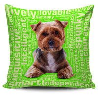Load image into Gallery viewer, Designs by MyUtopia Shout Out:Lively Yorkie Word Cloud Pillowcases,Green,Pillowcases
