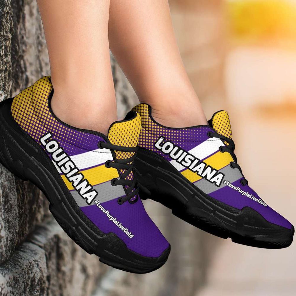 Designs by MyUtopia Shout Out:Louisiana #LovePurpleLiveGold Chunky Sneakers