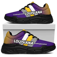 Load image into Gallery viewer, Designs by MyUtopia Shout Out:Louisiana #LovePurpleLiveGold Chunky Sneakers,Women&#39;s / Ladies US5.5 (EU36) / Purple,Chunky Sneakers
