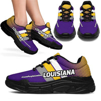 Load image into Gallery viewer, Designs by MyUtopia Shout Out:Louisiana #LovePurpleLiveGold Chunky Sneakers

