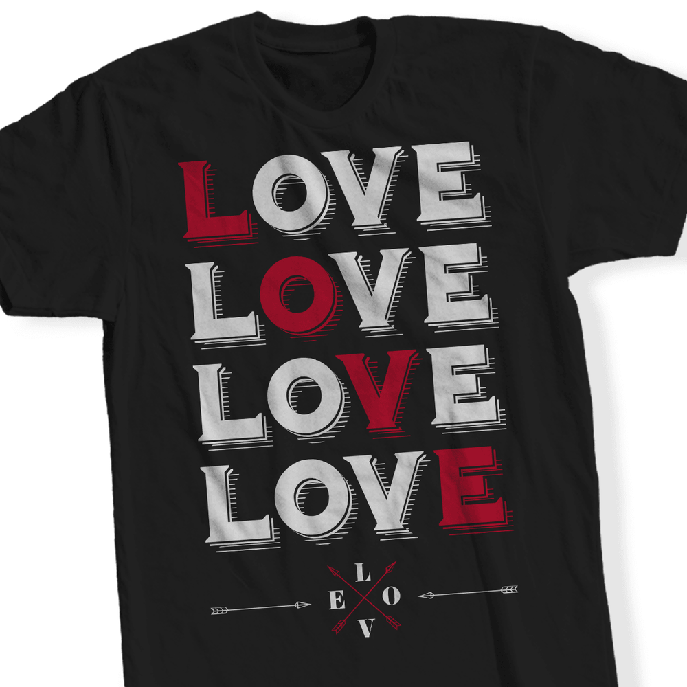 Designs by MyUtopia Shout Out:Love Crossword - T Shirt,Short Sleeve / Black / Small,Adult Unisex T-Shirt