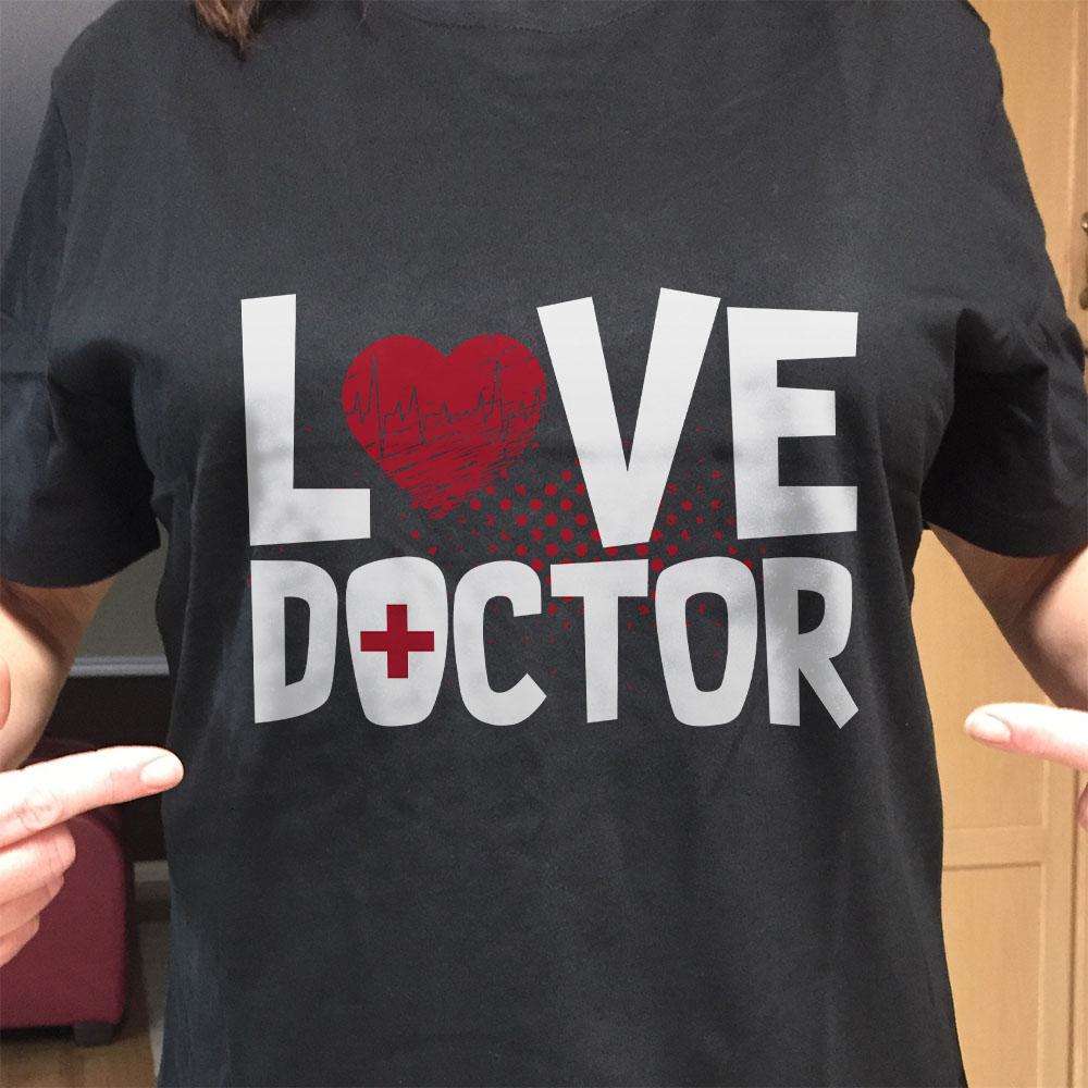 Designs by MyUtopia Shout Out:Love Doctor Valentines Day Humor Adult Unisex T-Shirt