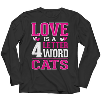 Load image into Gallery viewer, Designs by MyUtopia Shout Out:Love is 4 letter word Cats,Long Sleeve / Black / S,Adult Unisex T-Shirt
