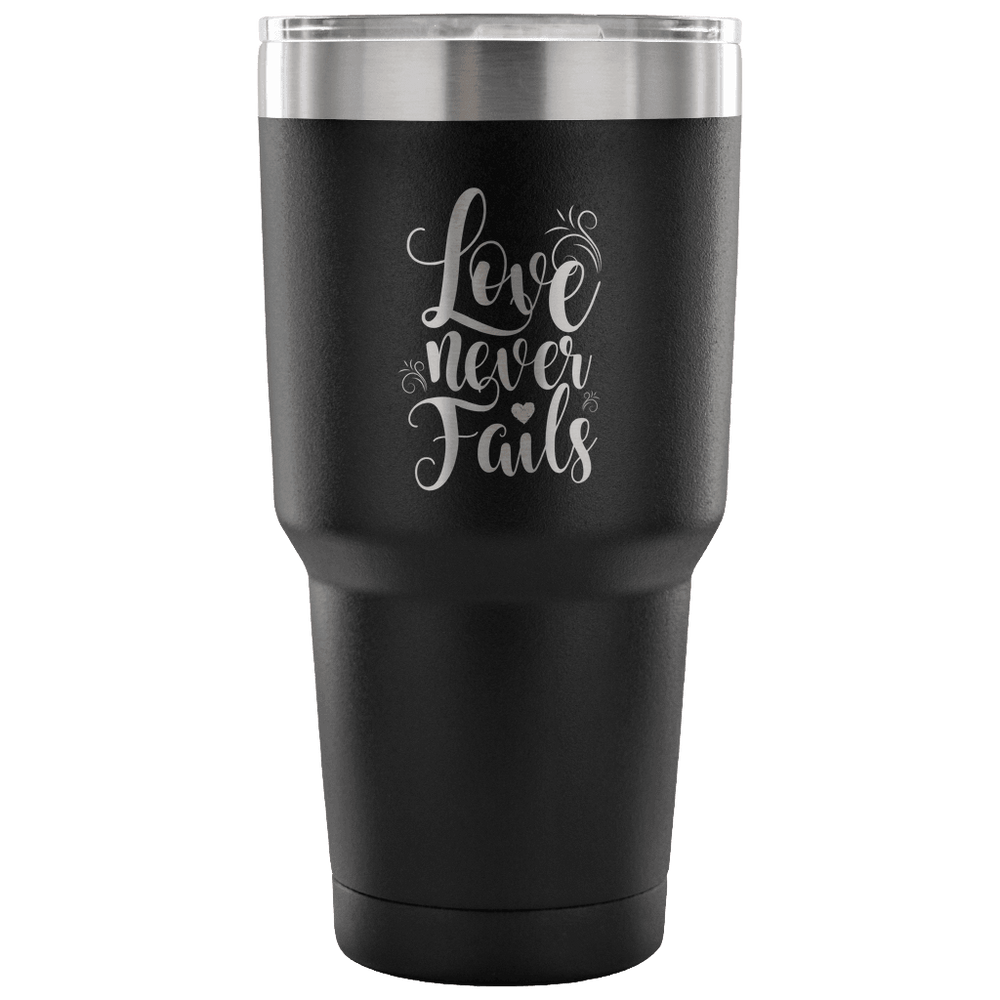 Designs by MyUtopia Shout Out:Love Never Fails Engraved Insulated Double Wall Steel Tumbler Travel Mug,Black / 30 Oz,Polar Camel Tumbler