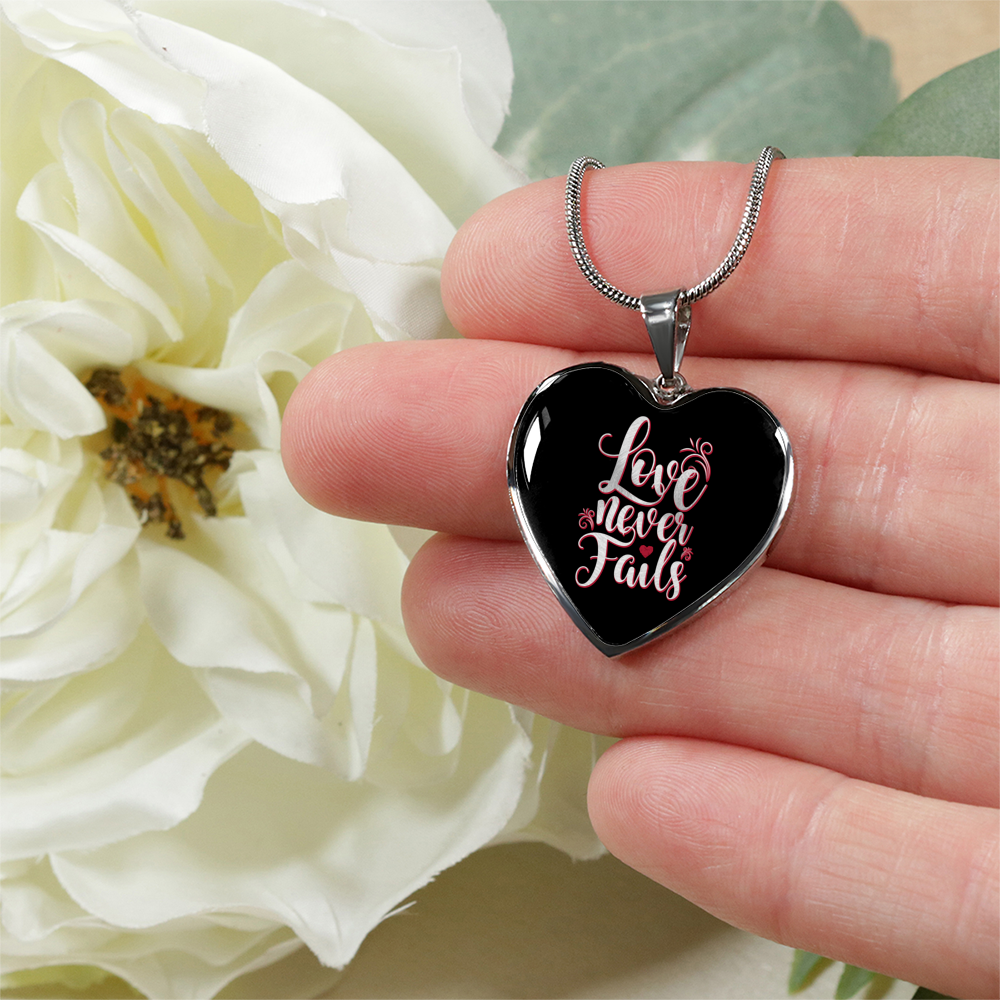Designs by MyUtopia Shout Out:Love Never Fails Heart Bangel,Luxury Adjustable Necklace / No / Black/Silver,Necklace