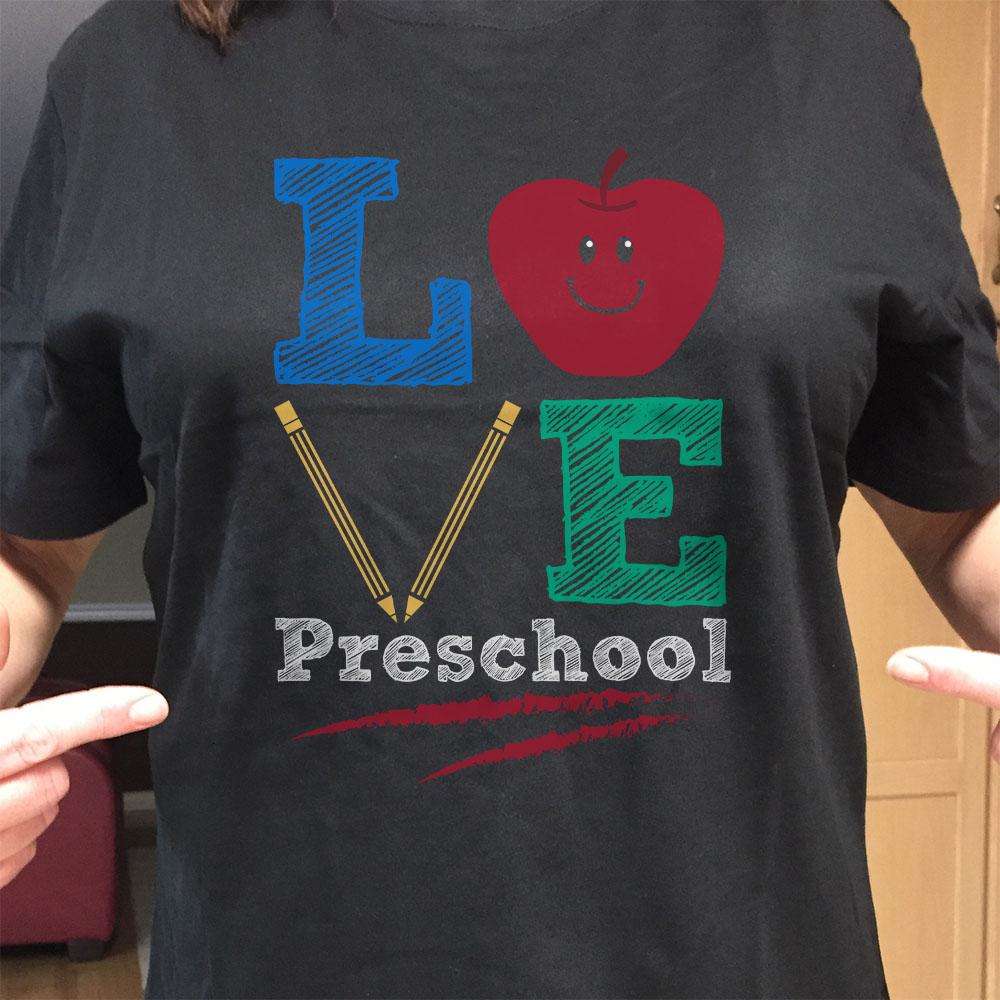 Designs by MyUtopia Shout Out:Love Preschool Adult Unisex Cotton Short Sleeve T-Shirt