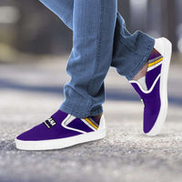 Load image into Gallery viewer, Designs by MyUtopia Shout Out:Love Purple Live Gold Louisiana Football Fan Slip-on Sneakers

