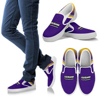 Load image into Gallery viewer, Designs by MyUtopia Shout Out:Love Purple Live Gold Louisiana Football Fan Slip-on Sneakers
