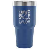 Load image into Gallery viewer, Designs by MyUtopia Shout Out:Love Smile Laugh Engraved Insulated Double Wall Steel Tumbler Travel Mug,Blue / 30 Oz,Polar Camel Tumbler
