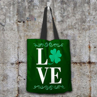 Load image into Gallery viewer, Designs by MyUtopia Shout Out:Love St. Patrick&#39;s Day Fabric Totebag Reusable Shopping Tote,Dark Green,Reusable Fabric Shopping Tote Bag
