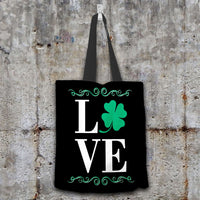 Load image into Gallery viewer, Designs by MyUtopia Shout Out:Love St. Patrick&#39;s Day Fabric Totebag Reusable Shopping Tote,Black,Reusable Fabric Shopping Tote Bag
