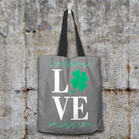 Load image into Gallery viewer, Designs by MyUtopia Shout Out:Love St. Patrick&#39;s Day Fabric Totebag Reusable Shopping Tote,Grey,Reusable Fabric Shopping Tote Bag
