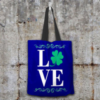 Load image into Gallery viewer, Designs by MyUtopia Shout Out:Love St. Patrick&#39;s Day Fabric Totebag Reusable Shopping Tote,Navy,Reusable Fabric Shopping Tote Bag
