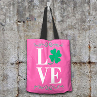 Load image into Gallery viewer, Designs by MyUtopia Shout Out:Love St. Patrick&#39;s Day Fabric Totebag Reusable Shopping Tote,Pink,Reusable Fabric Shopping Tote Bag
