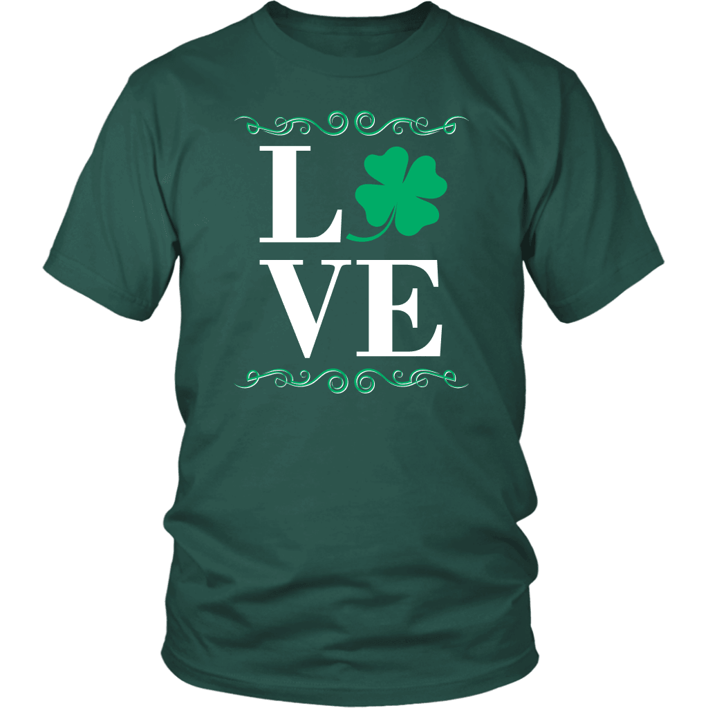 Designs by MyUtopia Shout Out:Love St. Patrick's Day T-shirt,Dark Green / S,Adult Unisex T-Shirt