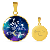 Load image into Gallery viewer, Designs by MyUtopia Shout Out:Love you to the Moon and Back Mom Liquid Glass Personalized Locket Necklace,Gold / Yes,Necklace
