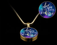 Load image into Gallery viewer, Designs by MyUtopia Shout Out:Love you to the Moon and Back Mom Liquid Glass Personalized Locket Necklace
