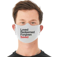Load image into Gallery viewer, Designs by MyUtopia Shout Out:Loved Redeemed Forgiven Saved Fabric Face Covering / Face Mask,White,Fabric Face Mask
