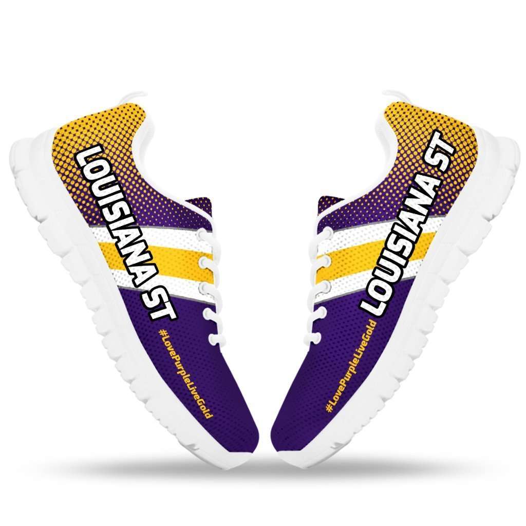 Designs by MyUtopia Shout Out:#LovePurpleLiveGold Louisiana St Fan Running Shoes