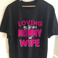 Load image into Gallery viewer, Designs by MyUtopia Shout Out:Loving My Life as Mommy and Wife Adult Unisex T-Shirt,S / Black,Adult Unisex T-Shirt
