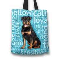 Load image into Gallery viewer, Designs by MyUtopia Shout Out:Loving Rottweiler Fabric Totebag Reusable Shopping Tote,Blue,Reusable Fabric Shopping Tote Bag
