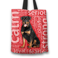Load image into Gallery viewer, Designs by MyUtopia Shout Out:Loving Rottweiler Fabric Totebag Reusable Shopping Tote,Red,Reusable Fabric Shopping Tote Bag
