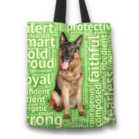 Load image into Gallery viewer, Designs by MyUtopia Shout Out:Loyal German Shepherd Fabric Totebag Reusable Shopping Tote,Green,Reusable Fabric Shopping Tote Bag

