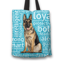 Load image into Gallery viewer, Designs by MyUtopia Shout Out:Loyal German Shepherd Fabric Totebag Reusable Shopping Tote,Blue,Reusable Fabric Shopping Tote Bag
