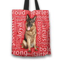 Load image into Gallery viewer, Designs by MyUtopia Shout Out:Loyal German Shepherd Fabric Totebag Reusable Shopping Tote,Red,Reusable Fabric Shopping Tote Bag
