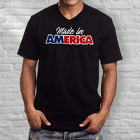 Load image into Gallery viewer, Designs by MyUtopia Shout Out:Made In America Trump Men&#39;s Printed V-Neck T-Shirt
