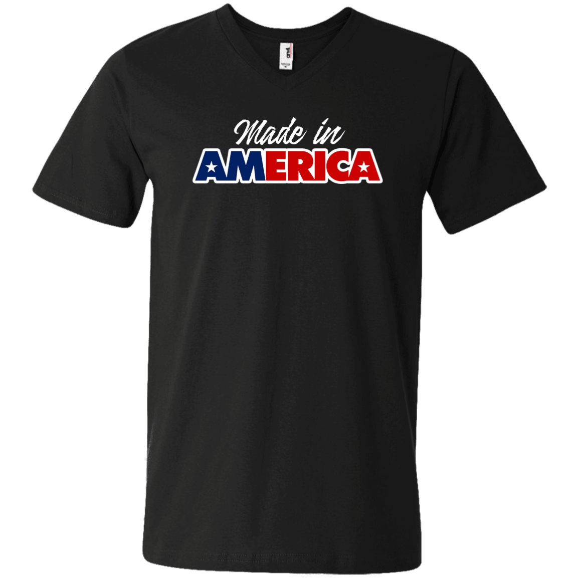 Designs by MyUtopia Shout Out:Made In America Trump Men's Printed V-Neck T-Shirt,Black / S,Adult Unisex Vneck Tee