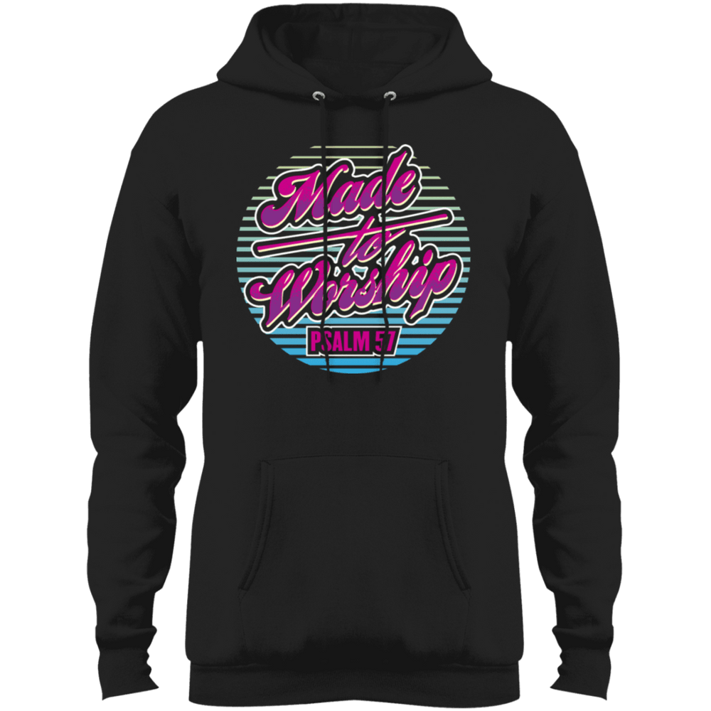 Designs by MyUtopia Shout Out:Made To Worship Core Fleece Pullover Hoodie,S / Jet Black,Sweatshirts